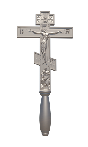 Крест выносной на круглой ручке резной